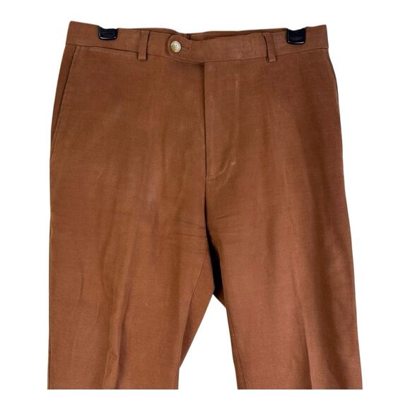 Peter Millar Pants Men’s 33 Brown Wool Cotton Blend Brushed Twill - Picture 2 of 12
